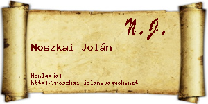 Noszkai Jolán névjegykártya