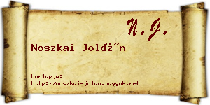 Noszkai Jolán névjegykártya